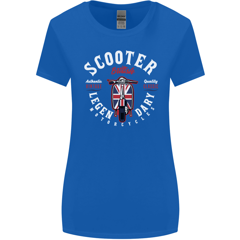Legendary British Scooter Motorcycle MOD Womens Wider Cut T-Shirt Royal Blue