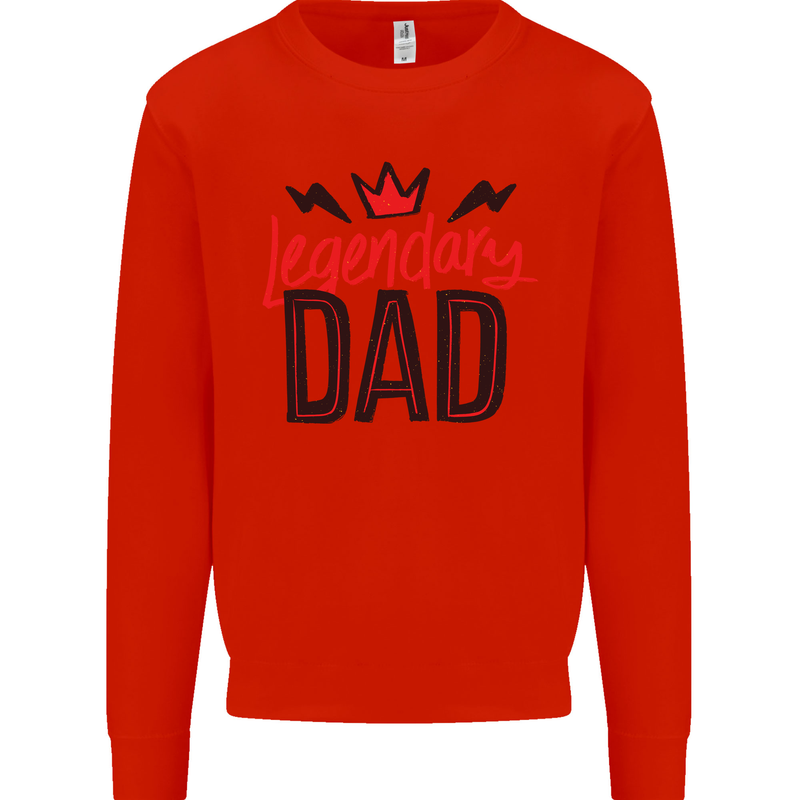 Legendary Dad Fathers Day Mens Sweatshirt Jumper Bright Red