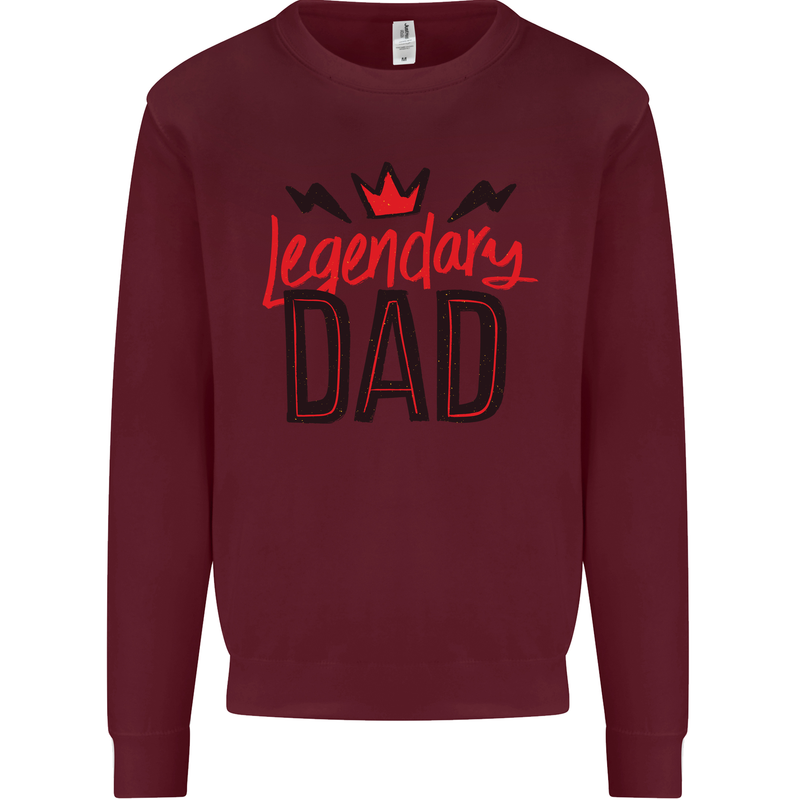 Legendary Dad Fathers Day Mens Sweatshirt Jumper Maroon