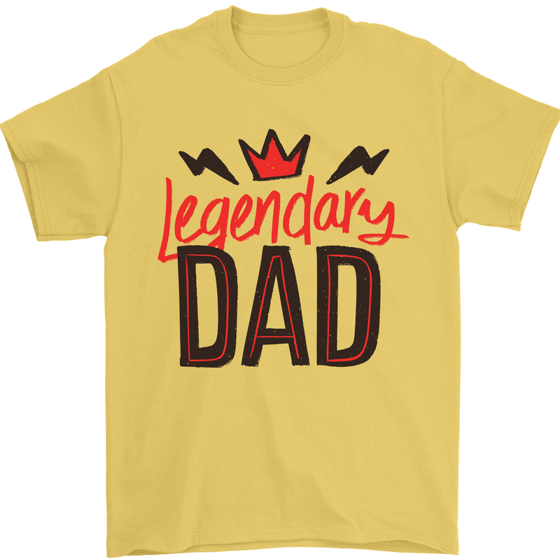 Legendary Dad Fathers Day Mens T-Shirt Cotton Gildan Yellow