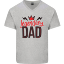 Legendary Dad Fathers Day Mens V-Neck Cotton T-Shirt Sports Grey
