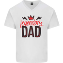 Legendary Dad Fathers Day Mens V-Neck Cotton T-Shirt White