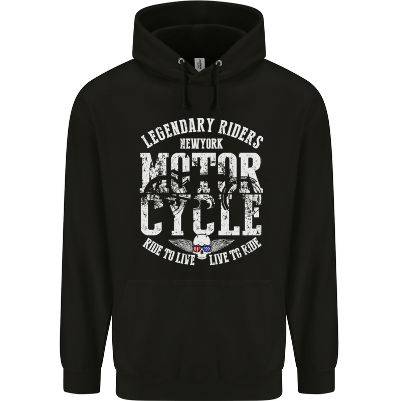 Legendary Motorcycle Riders Motorbike Biker Mens 80% Cotton Hoodie Black