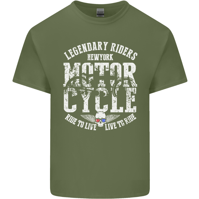 Legendary Motorcycle Riders Motorbike Biker Mens Cotton T-Shirt Tee Top Military Green