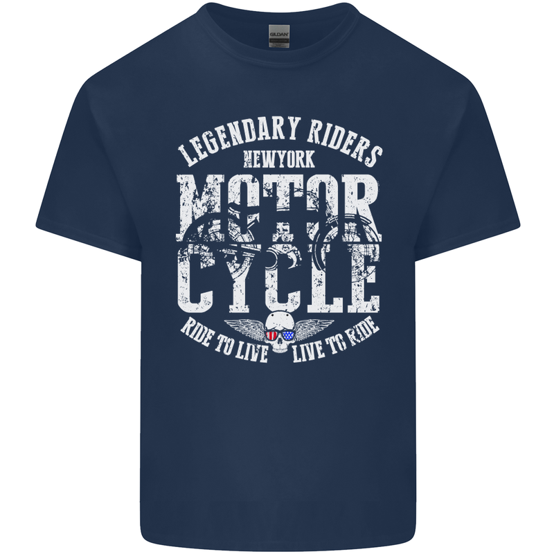 Legendary Motorcycle Riders Motorbike Biker Mens Cotton T-Shirt Tee Top Navy Blue
