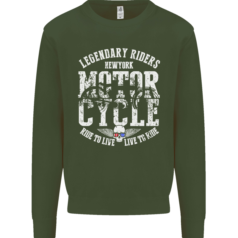 Legendary Motorcycle Riders Motorbike Biker Mens Sweatshirt Jumper Forest Green