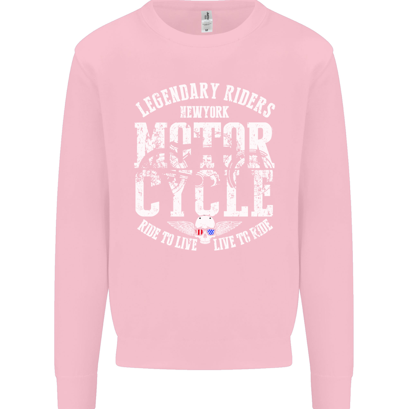 Legendary Motorcycle Riders Motorbike Biker Mens Sweatshirt Jumper Light Pink