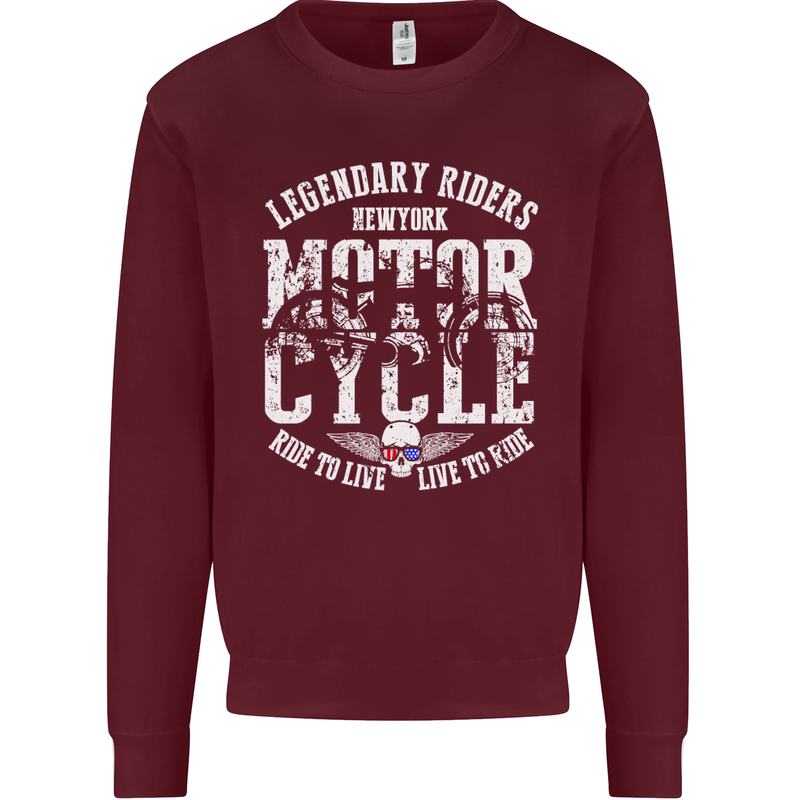 Legendary Motorcycle Riders Motorbike Biker Mens Sweatshirt Jumper Maroon