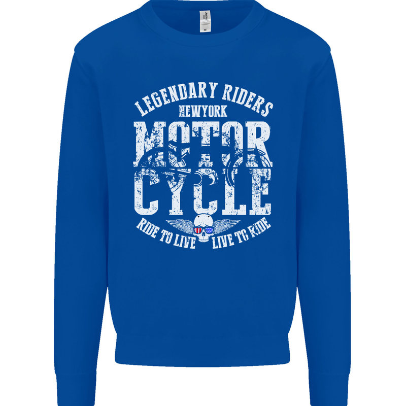 Legendary Motorcycle Riders Motorbike Biker Mens Sweatshirt Jumper Royal Blue
