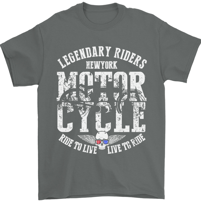 Legendary Motorcycle Riders Motorbike Biker Mens T-Shirt Cotton Gildan Charcoal