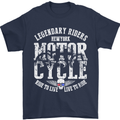 Legendary Motorcycle Riders Motorbike Biker Mens T-Shirt Cotton Gildan Navy Blue