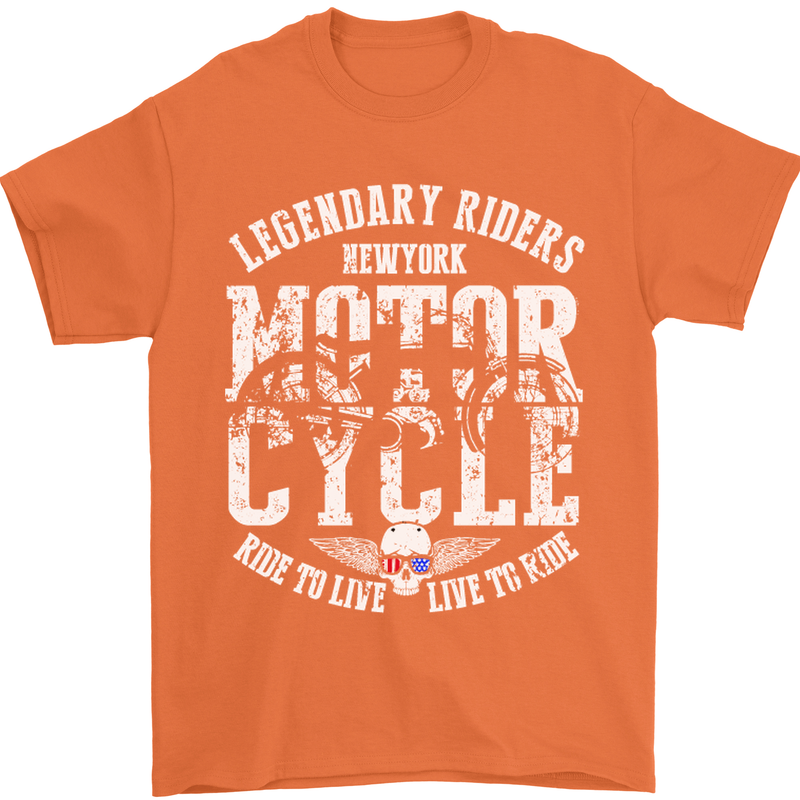Legendary Motorcycle Riders Motorbike Biker Mens T-Shirt Cotton Gildan Orange