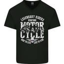 Legendary Motorcycle Riders Motorbike Biker Mens V-Neck Cotton T-Shirt Black
