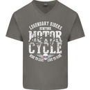 Legendary Motorcycle Riders Motorbike Biker Mens V-Neck Cotton T-Shirt Charcoal