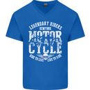 Legendary Motorcycle Riders Motorbike Biker Mens V-Neck Cotton T-Shirt Royal Blue