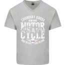 Legendary Motorcycle Riders Motorbike Biker Mens V-Neck Cotton T-Shirt Sports Grey