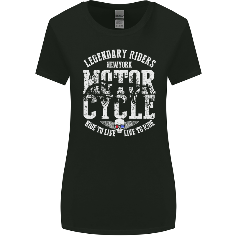 Legendary Motorcycle Riders Motorbike Biker Womens Wider Cut T-Shirt Black