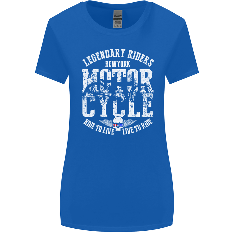 Legendary Motorcycle Riders Motorbike Biker Womens Wider Cut T-Shirt Royal Blue