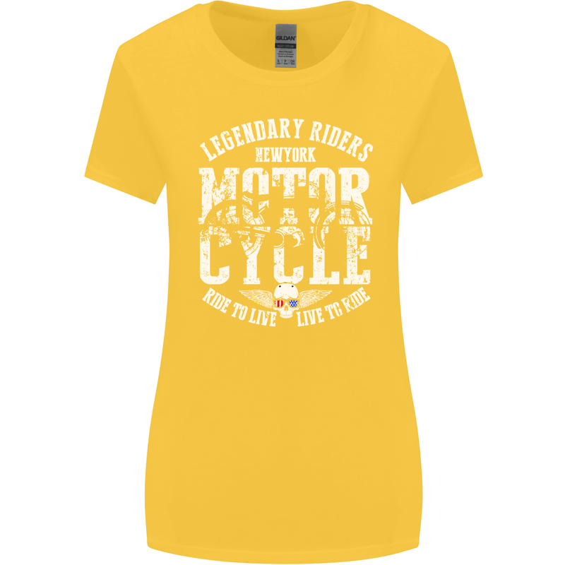 Legendary Motorcycle Riders Motorbike Biker Womens Wider Cut T-Shirt Yellow