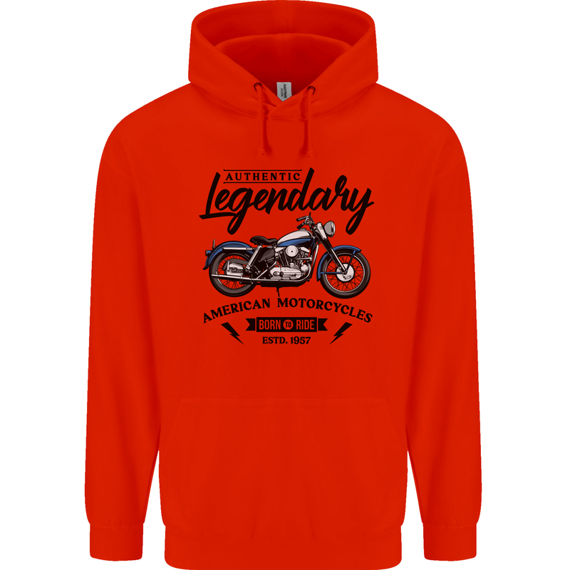 Legendary Motorcycles Biker Cafe Racer Childrens Kids Hoodie Bright Red
