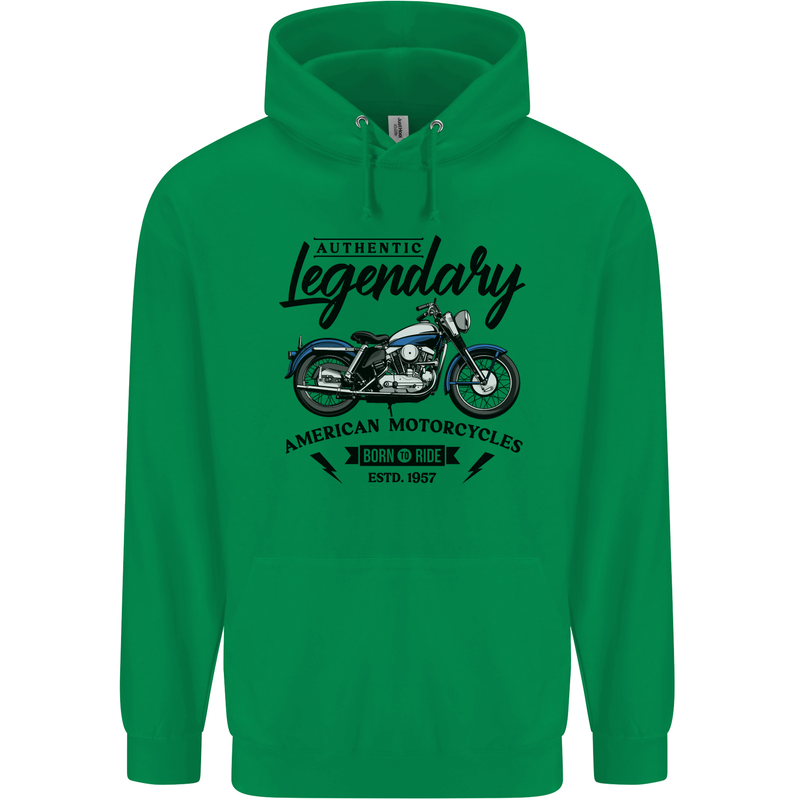 Legendary Motorcycles Biker Cafe Racer Childrens Kids Hoodie Irish Green
