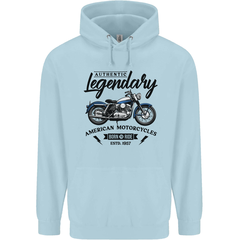 Legendary Motorcycles Biker Cafe Racer Childrens Kids Hoodie Light Blue