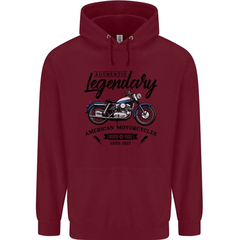 Legendary Motorcycles Biker Cafe Racer Childrens Kids Hoodie Maroon