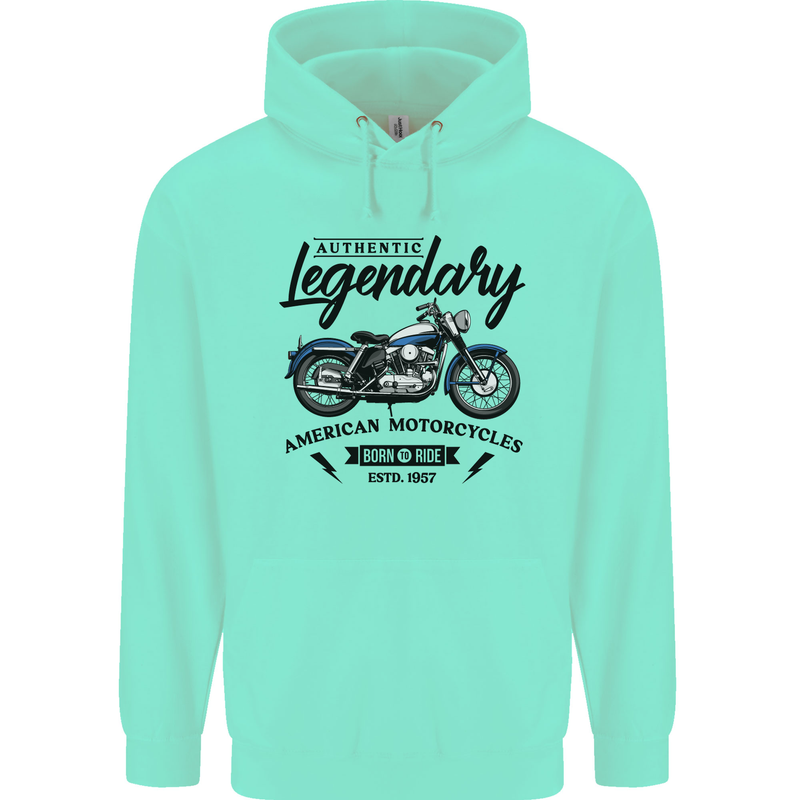 Legendary Motorcycles Biker Cafe Racer Childrens Kids Hoodie Peppermint