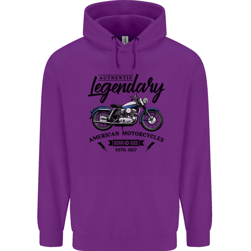 Legendary Motorcycles Biker Cafe Racer Childrens Kids Hoodie Purple