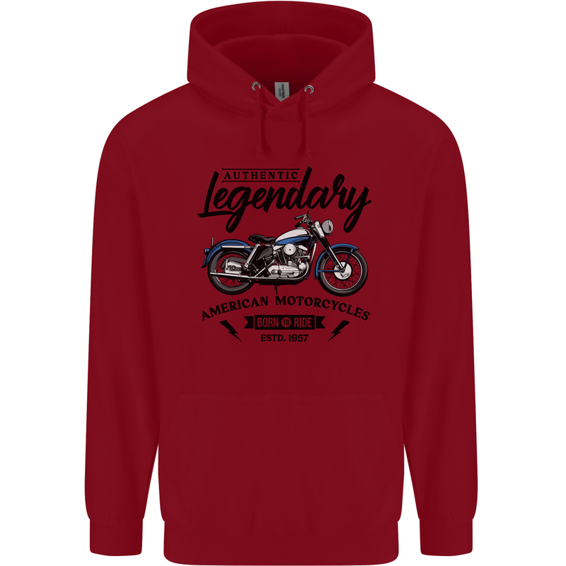 Legendary Motorcycles Biker Cafe Racer Childrens Kids Hoodie Red