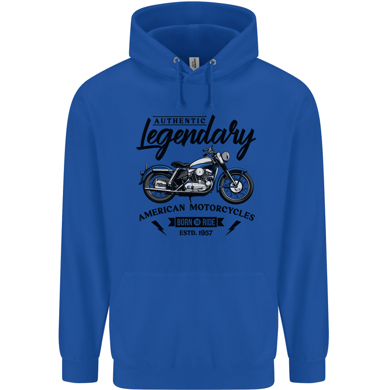Legendary Motorcycles Biker Cafe Racer Childrens Kids Hoodie Royal Blue