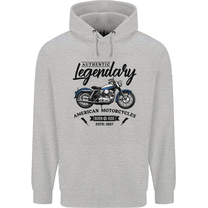 Legendary Motorcycles Biker Cafe Racer Childrens Kids Hoodie Sports Grey