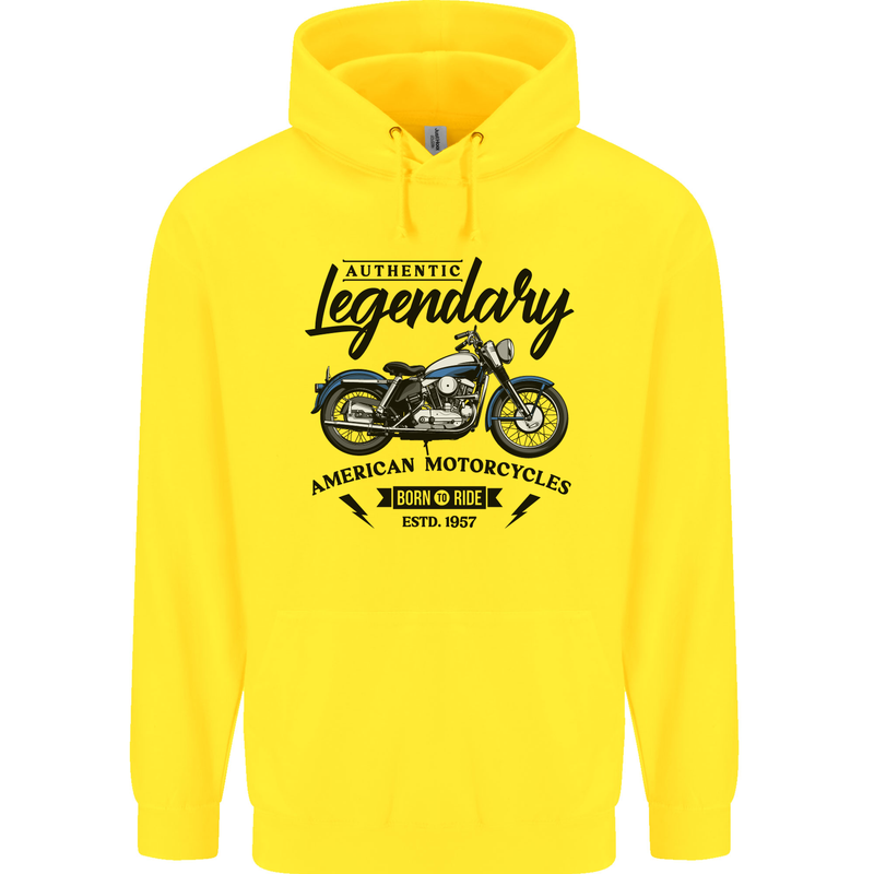 Legendary Motorcycles Biker Cafe Racer Childrens Kids Hoodie Yellow