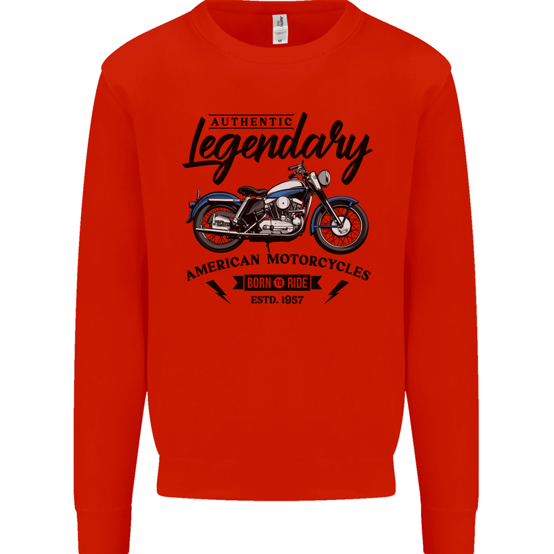 Legendary Motorcycles Biker Cafe Racer Kids Sweatshirt Jumper Bright Red