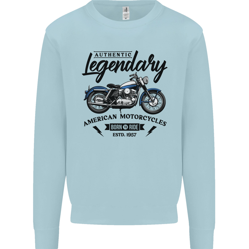 Legendary Motorcycles Biker Cafe Racer Kids Sweatshirt Jumper Light Blue