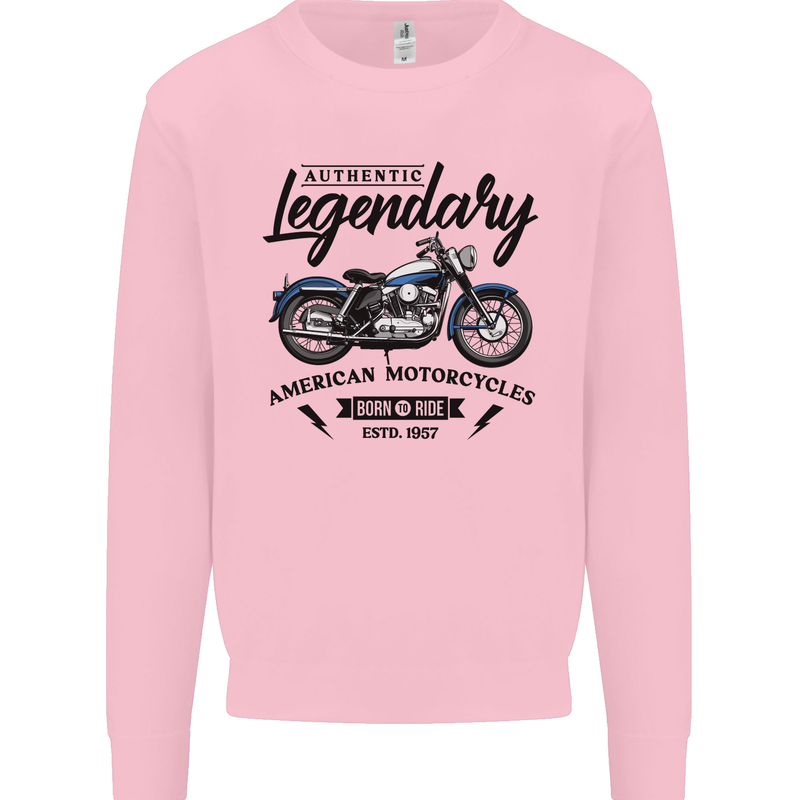 Legendary Motorcycles Biker Cafe Racer Kids Sweatshirt Jumper Light Pink
