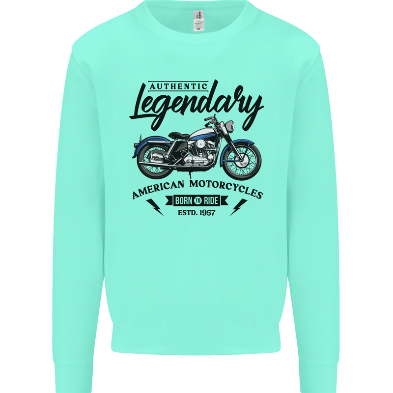 Legendary Motorcycles Biker Cafe Racer Kids Sweatshirt Jumper Peppermint