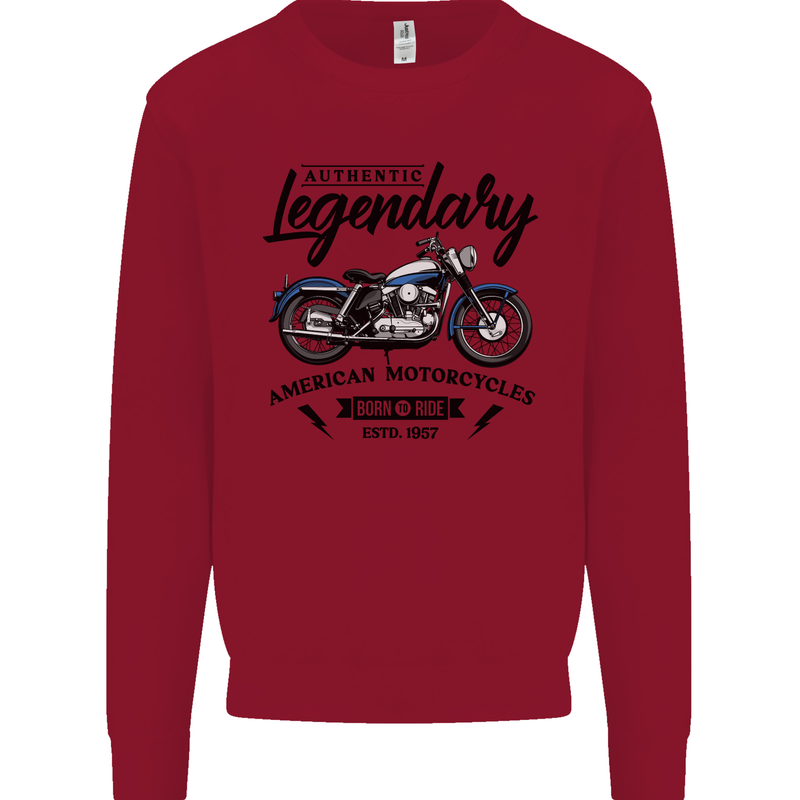 Legendary Motorcycles Biker Cafe Racer Kids Sweatshirt Jumper Red