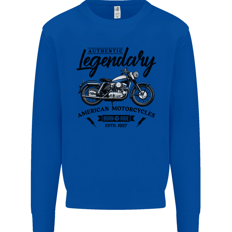 Legendary Motorcycles Biker Cafe Racer Kids Sweatshirt Jumper Royal Blue
