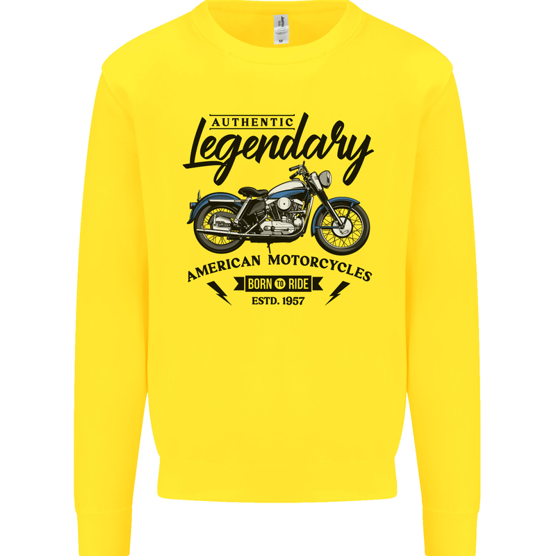 Legendary Motorcycles Biker Cafe Racer Kids Sweatshirt Jumper Yellow