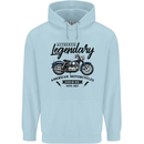 Legendary Motorcycles Biker Cafe Racer Mens 80% Cotton Hoodie Light Blue