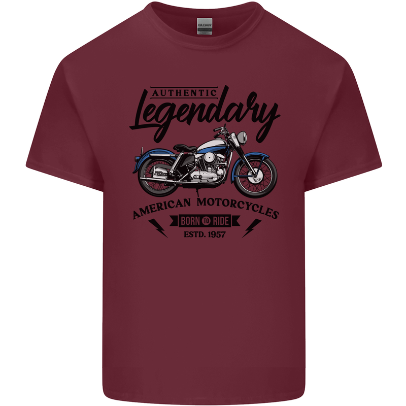 Legendary Motorcycles Biker Cafe Racer Mens Cotton T-Shirt Tee Top Maroon