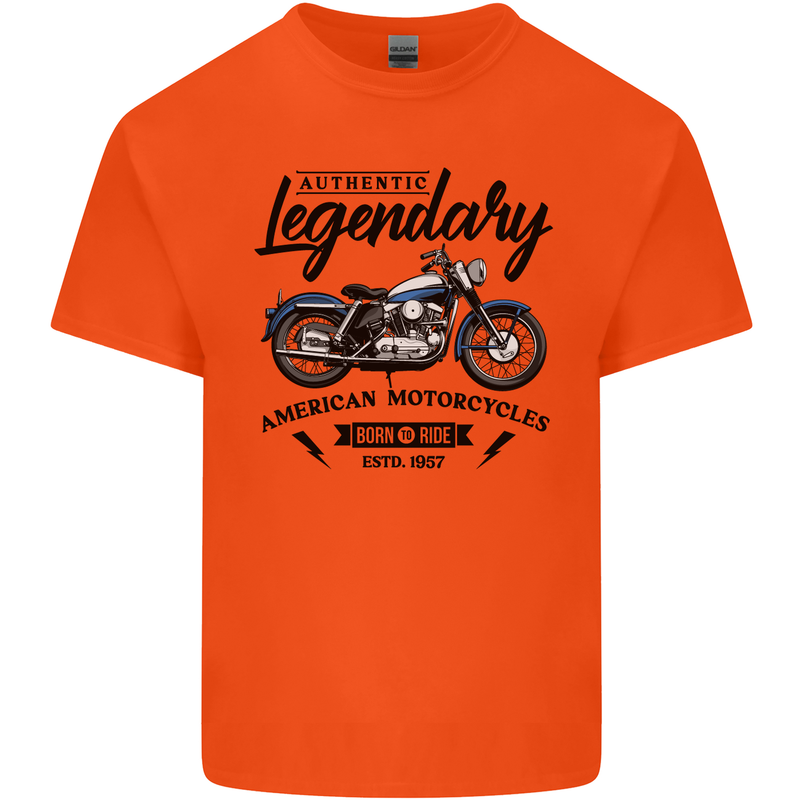 Legendary Motorcycles Biker Cafe Racer Mens Cotton T-Shirt Tee Top Orange
