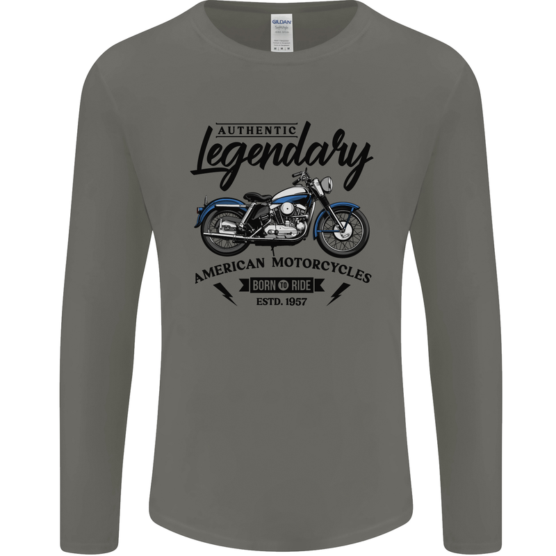 Legendary Motorcycles Biker Cafe Racer Mens Long Sleeve T-Shirt Charcoal