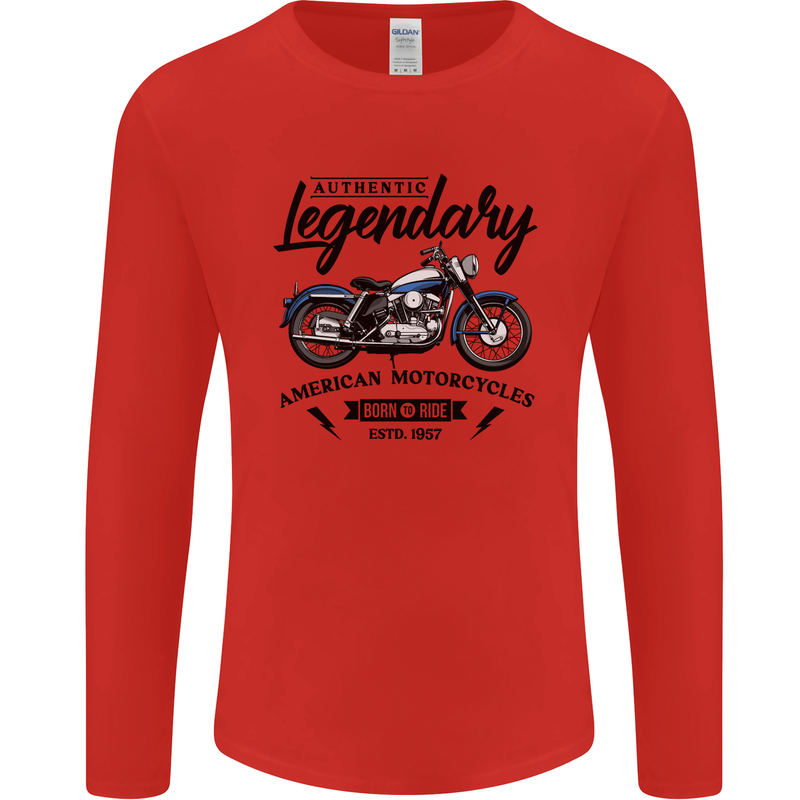 Legendary Motorcycles Biker Cafe Racer Mens Long Sleeve T-Shirt Red