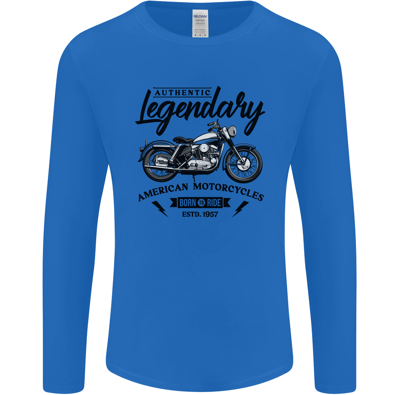 Legendary Motorcycles Biker Cafe Racer Mens Long Sleeve T-Shirt Royal Blue