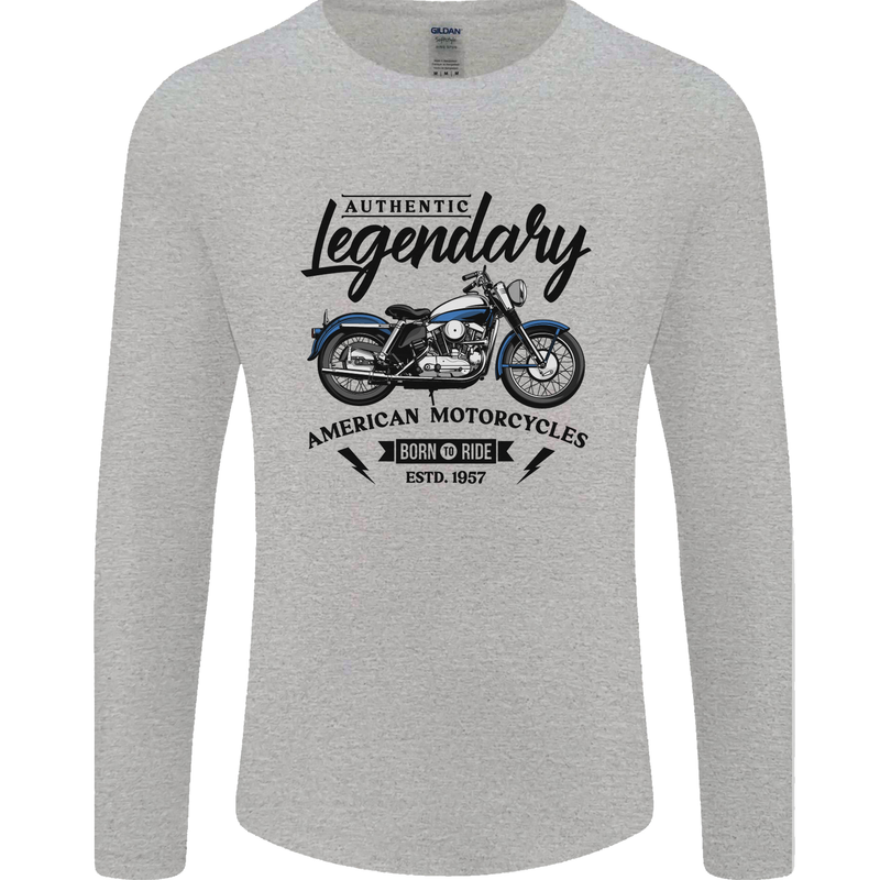 Legendary Motorcycles Biker Cafe Racer Mens Long Sleeve T-Shirt Sports Grey