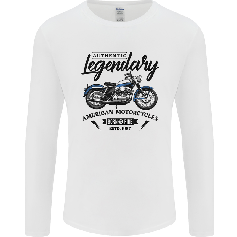 Legendary Motorcycles Biker Cafe Racer Mens Long Sleeve T-Shirt White