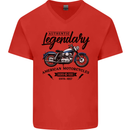 Legendary Motorcycles Biker Cafe Racer Mens V-Neck Cotton T-Shirt Red