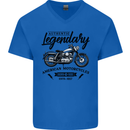 Legendary Motorcycles Biker Cafe Racer Mens V-Neck Cotton T-Shirt Royal Blue